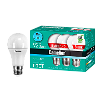 Лампа светодиодная Camelion A60 E27 11W 4500К 170-265V груша ПРОМО матовая (3/6/120)