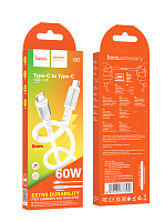 Кабель HOCO X85 Type-C (m)-Type-C (m) 1м 60W TPE белый (1/35/350)