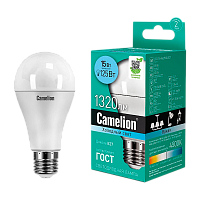 Лампа светодиодная Camelion A60 E27 15W 4500К 170-265V груша матовая (1/10/100)