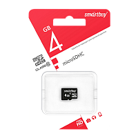 Карта памяти microSD Smartbuy 4GB Class10 10 МБ/сек без адаптера