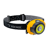 Фонарь налобный Космос H103 3W COB от батареек 3хААA 3 режима желтый (1/24/144)