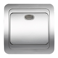Выключатель SmartBuy 1-клавишный с индикатором 10А серебро "Марс"