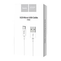 Кабель HOCO X23 USB (m)-microUSB (m) 1м 2.1A TPE белый (1/46/276)