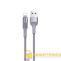 Кабель Borofone BX21 USB (m)-Lightning (m) 1м 2.4A нейлон серый (1/648)