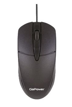 Мышь проводная GoPower GPM01 классическая USB черный (1/100) 