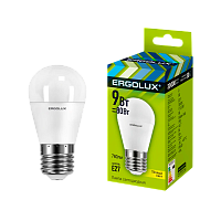 Лампа светодиодная Ergolux G45 E27 9W 3000К 172-265V шар (1/10/100)
