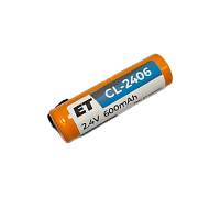 Аккумулятор ET 2H-1/2AA600-TP 2.4В, 600mAh с  пинами