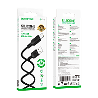 Кабель Borofone BX113 USB (m)-Type-C (m) 1м 3.0A силикон черный (1/360)