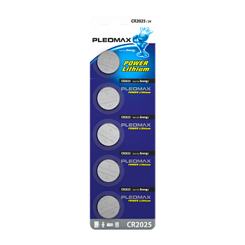 Батарейка Pleomax CR2025 BL5 Lithium 3V (5/100/2000/80000)