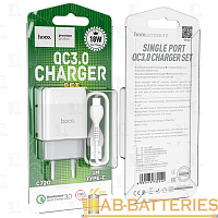 Сетевое З/У HOCO C72Q 1USB 2.4A 18W QC3.0 с кабелем Type-C белый (1/30/180) 
