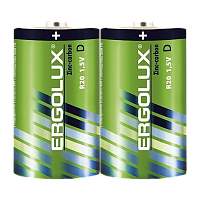 Батарейка Ergolux R20 D Shrink 2 Zinc Carbon 1.5V (2/12/144)