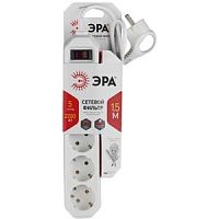 Сетевой фильтр ЭРА USF 5р.С/З 10A 1.5м со шторкой белый (1/20)