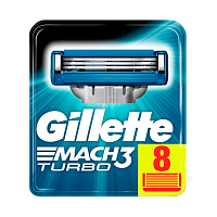 Сменные кассеты Gillette "MACH3 TURBO" 3 лезвия 8+2шт. (цена за 1 шт) (10/100) 