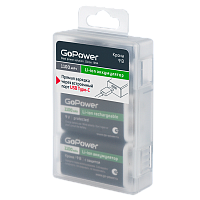 Аккумулятор бытовой GoPower Крона БОКС2 Li-ion 9V 1100mAh Type-C (2/50/200) 