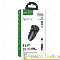 Автомобильное З/У HOCO Z39 2USB 2.4A QC3.0 с кабелем microUSB черный (1/14/140) 
