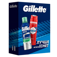 Набор Gillette (пена для бритья Успокаивающая 200мл + гель для душа Old Spice Whitewater 250мл)