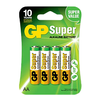 Батарейка GP Super LR6 AA BL3+1 Alkaline 1.5V (4/40/320) R