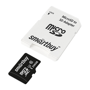 Карта памяти microSD Smartbuy 256GB Class10 UHS-I (U1) 85 МБ/сек с адаптером