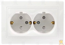 Розетка Smartbuy 2-местная с заземлением 16А белая с защ. штор. "Венера"