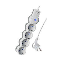 Удлинитель Космос 4р.С/З 10A 5.0м с выкл. ПВС 3х0.75мм² IP20 белый (1/20)