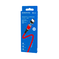 Кабель Borofone BU16 USB (m)-Type-C (m) 1м 3.0A ткань магнит красный (1/63/252)