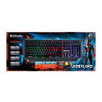 Клавиатура проводная Defender GK-340L Underlord игровая USB 1.5м черный (1/20)