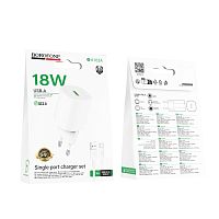 Сетевое З/У Borofone BA102A 1USB 18W QC3.0 с кабелем Type-C белый (1/20/120)