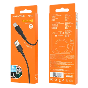 Кабель Borofone BX30 USB (m)-Lightning (m) 1м 2.4A силикон черный