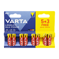 Батарейка Varta LONGLIFE MAX POWER (MAX TECH) LR6 AA BL5+3 Alkaline 1.5V (4706) (8/160)