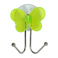 Крючки Рыжий кот W2065-1 "Бабочка" присоска 9.7х3.6см двойной 1шт. зеленый (1/12/48)
