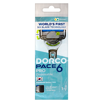 Бритва одноразовая DORCO "PACE6 PRO" 6 лезвий 1шт. (1/10)
