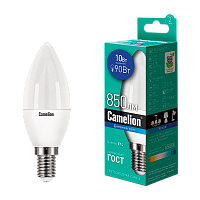 Лампа светодиодная Camelion C35 E14 10W 6500К 170-265V свеча матовая (1/10/100)