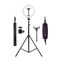 Светильник кольцевой Camelion KD-810F 10W 5V на основании 1.8м держатель черный (1/6)