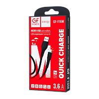 Кабель GFPower F16M USB (m)-microUSB (m) 1м 3.6A ПВХ индикация черный (1/120/480)
