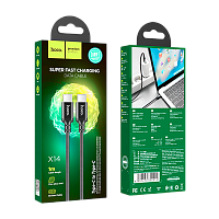 Кабель HOCO X14 Type-C (m)-Type-C (m) 1м 3.0A 60W черный (1/22/220)