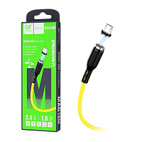 Кабель GFPower MAG18M USB (m)-microUSB (m) 1.0м 2.4A ПВХ магнит желтый (1/200/800)