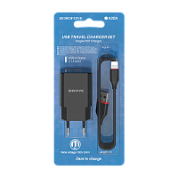 Сетевое З/У Borofone BA20A 1USB 2.1A с кабелем Lightning черный (1/48/192)