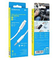 Переходник AUX Borofone BL9 Jack 3.5mm (m)-Lightning (m) 1м TPE белый (1/360)