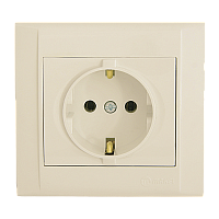 Розетка Makel Defne 1гн. 16A С/З керамика кремовый 42010008 (1/12)