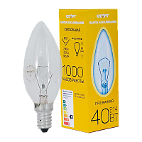 Лампа накаливания Старт E14 40W 230V свеча ДС прозрачная (1/10/100)