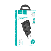 Сетевое З/У HOCO C88A 2USB 2.4A черный (1/12/120)