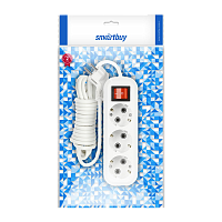 Удлинитель Smartbuy 3р.С/З 16A 1.5м с выкл. ПВС 3x1мм² белый (1/50)