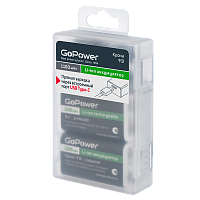 Аккумулятор бытовой GoPower Крона БОКС2 Li-ion 9V 1100mAh Type-C (2/50/200)