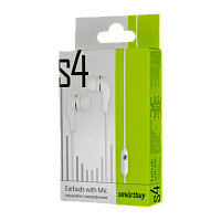 Наушники внутриканальные Smartbuy S4 с микр. белый в коробке (1/60)