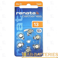 Батарейка Renata ZA13 BL6 Zinc Air 1.45V (Новая упаковка) (6/60/600/6000)