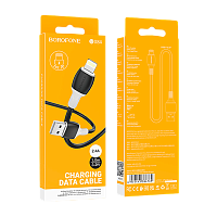 Кабель Borofone BX84 USB (m)-Lightning (m) 1м 2.4A ПВХ черный (1/360)
