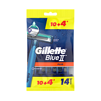 Бритва одноразовая Gillette "Blue II Plus" 2 лезвия ENG 10+4шт. (1/12) 