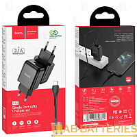 Сетевое З/У HOCO N2 1USB 2.0A с кабелем Type-C черный (1/13/130) 