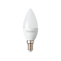 Лампа светодиодная Sweko C35 E14 5W 4000К 230V свеча (1/5/100)