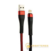 Кабель HOCO U39 USB (m)-Lightning (m) 1.2м 2.4A ткань красный черный (1/24/240)